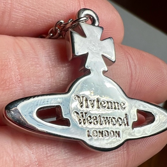 Vivienne Westwood Orb Necklace Pink & Aqua Crystal Pendant Silver Tone - Picture 3 of 6